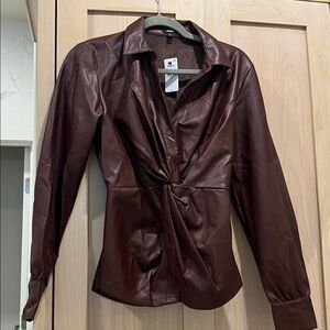 Express Chestnut Faux Leather Shirt